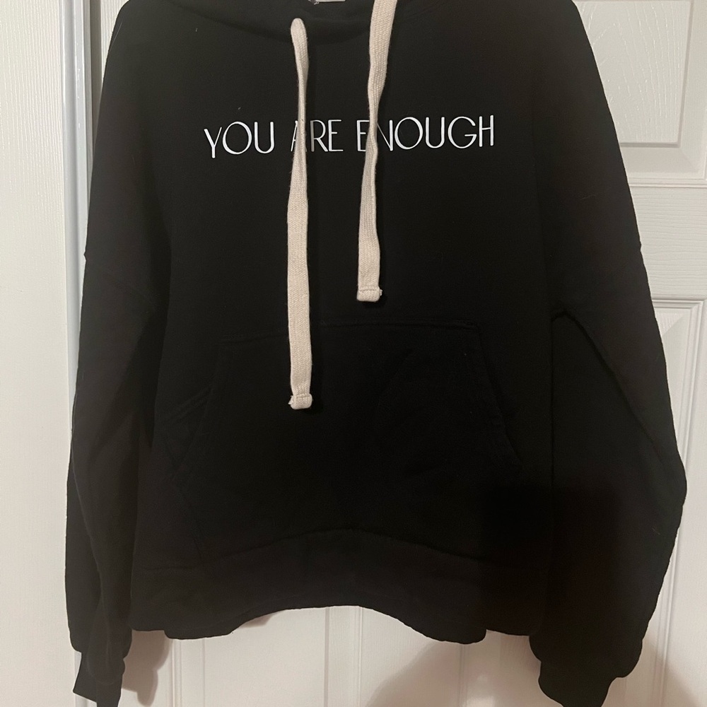 Zenana Women’s Outfitters Inspirational Message Pullover Hoodie. I AM Enough - Picture 2 of 6